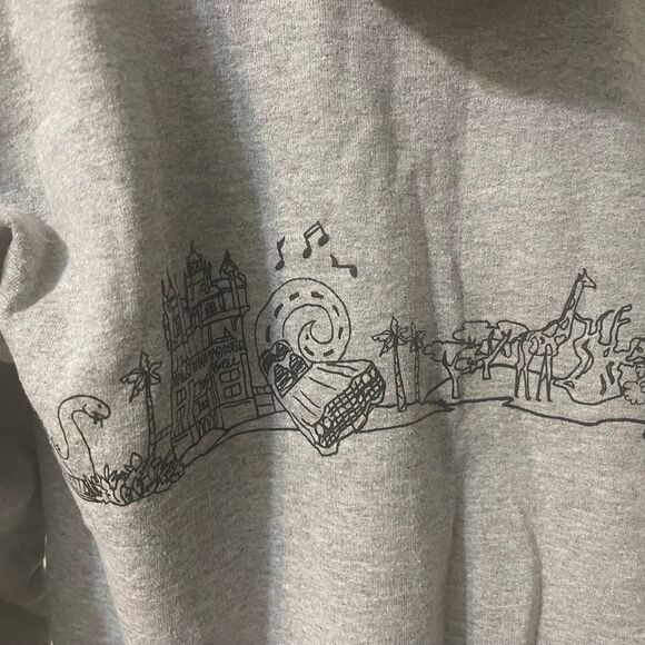 Disneyland Hanes Walt Disney World Gray Zip-Up Hoodie with Graphic Design Size L - Picture 16 of 16